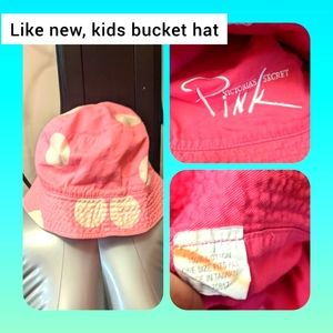 5/$25 kids bucket hat, pink w white polka dots, Victoria secret pink collection